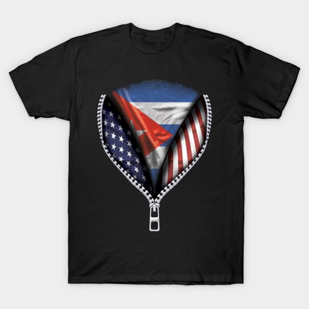 Cuban Flag  Cuba Flag American Flag Zip Down - Gift for Cuban From Cuba T-Shirt by Country Flags